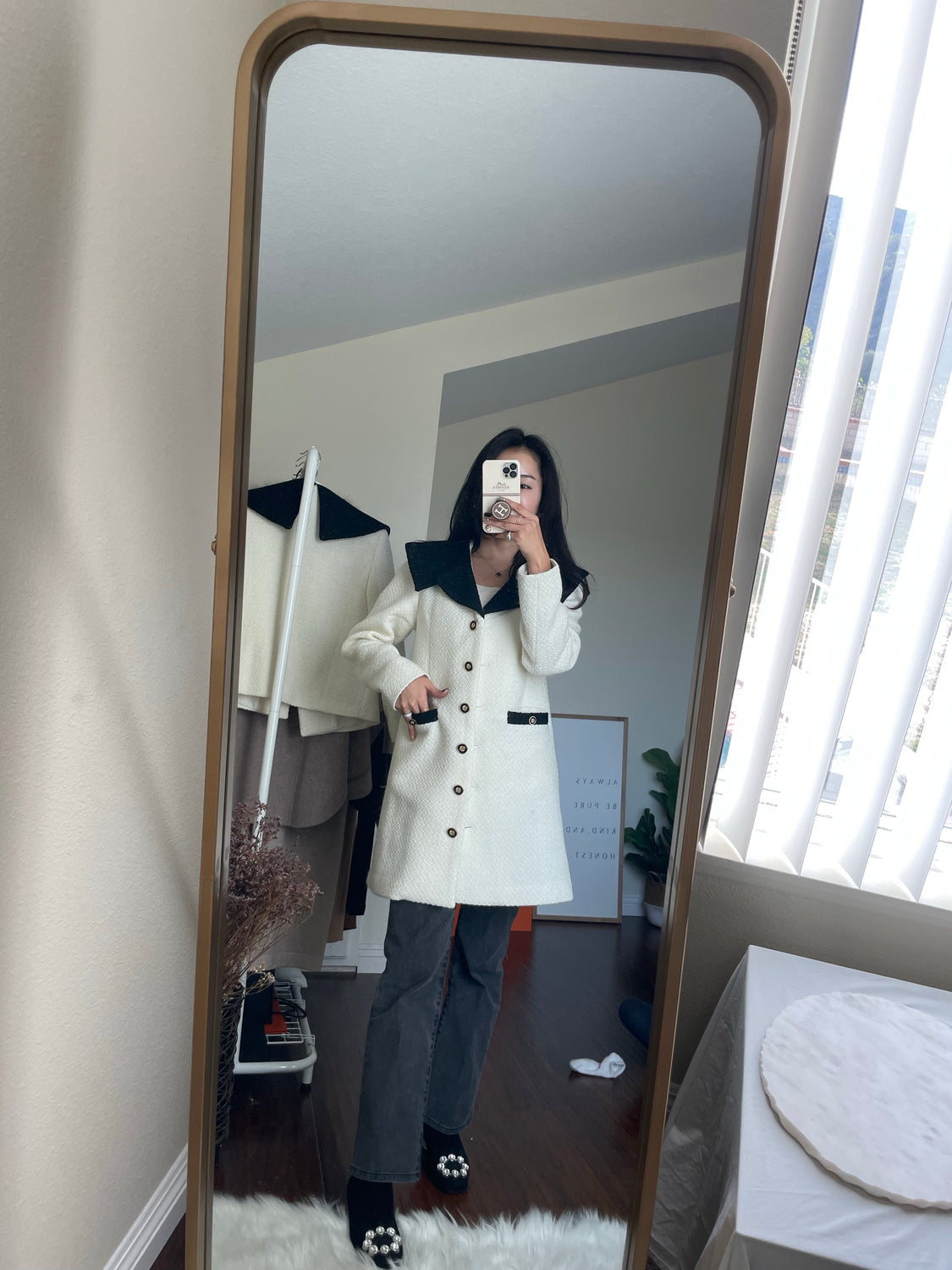 DRO Wide Collar Boucle Tweed Dress/Jacket_2 Colors