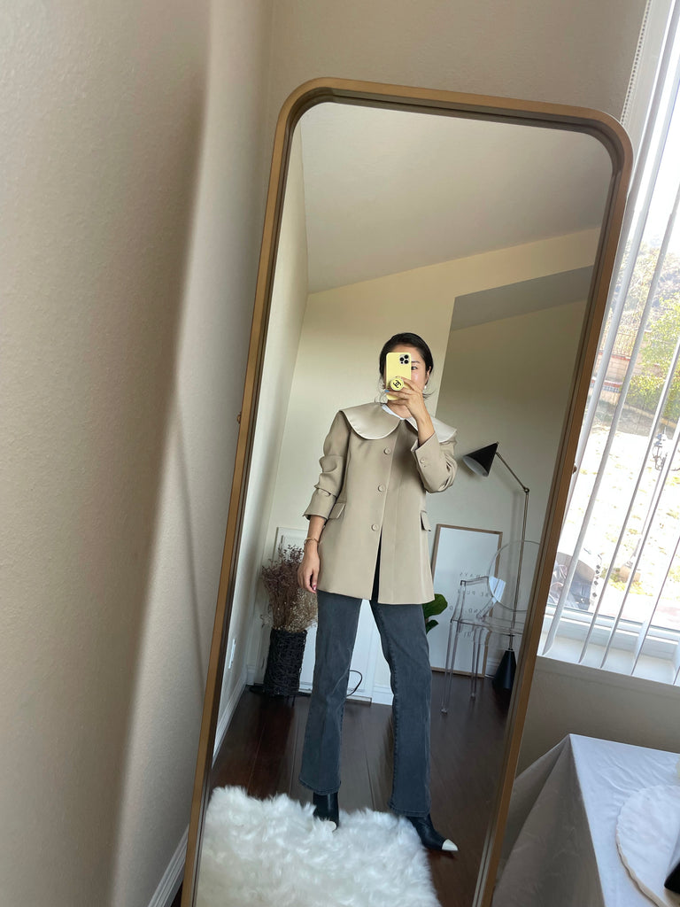 MIU Detachable Round Collar Jacket_2 Colors