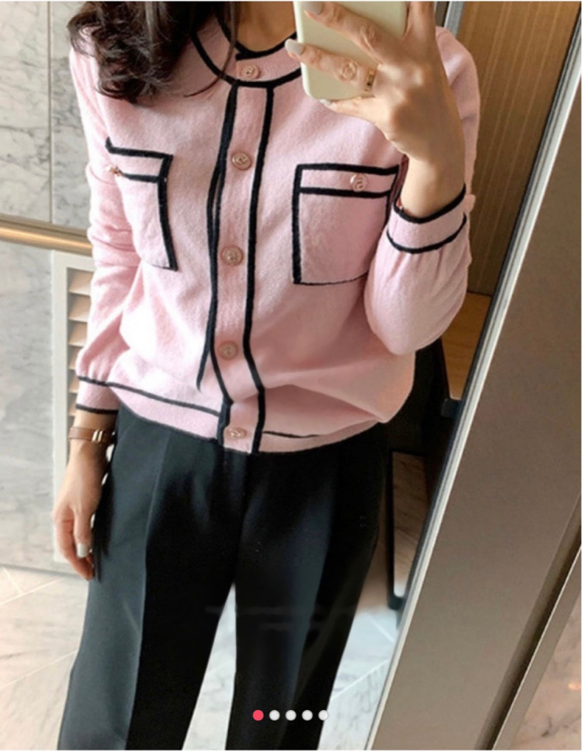 CHA CHA Contrasting-Trim Wool Cardigan (2 Colors)