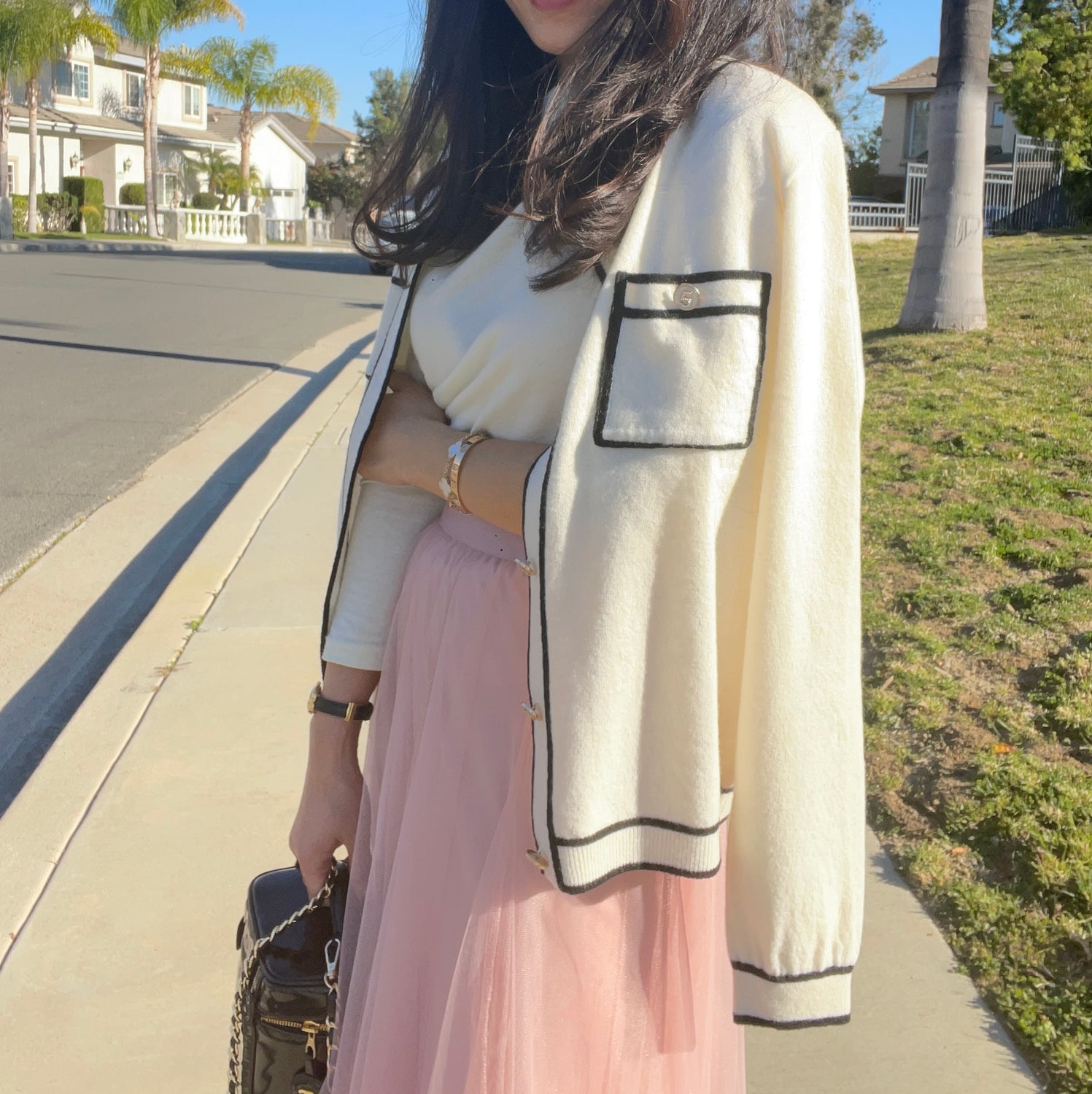 CHA CHA Contrasting-Trim Wool Cardigan (2 Colors)