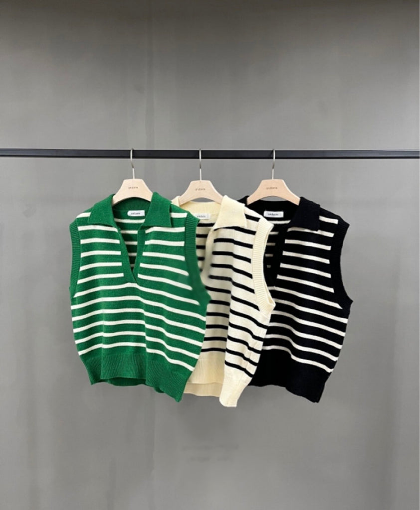 Cynthia Stripe Knit Sweat Vest _ 3 colors