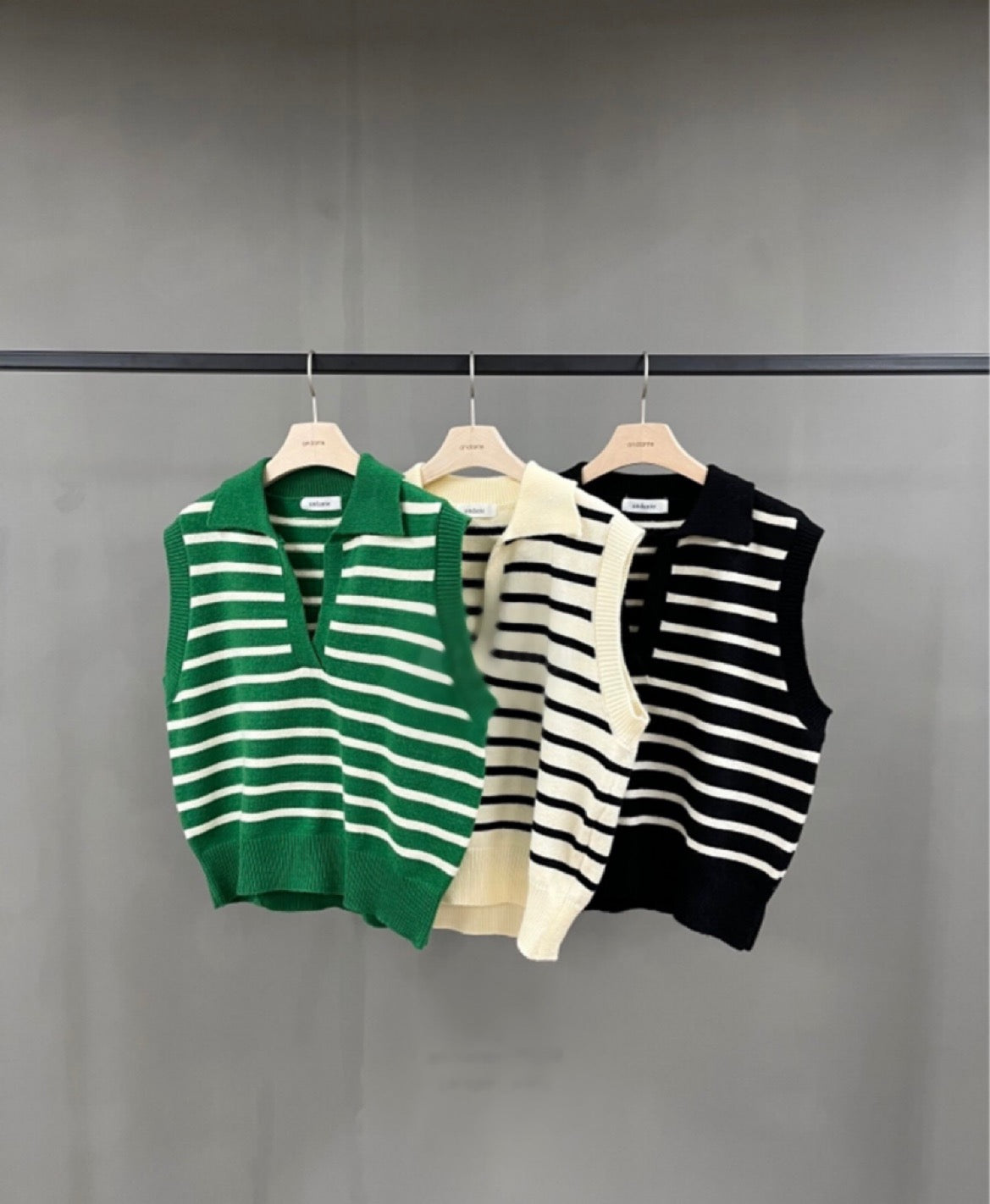 Cynthia Stripe Knit Sweat Vest _ 3 colors