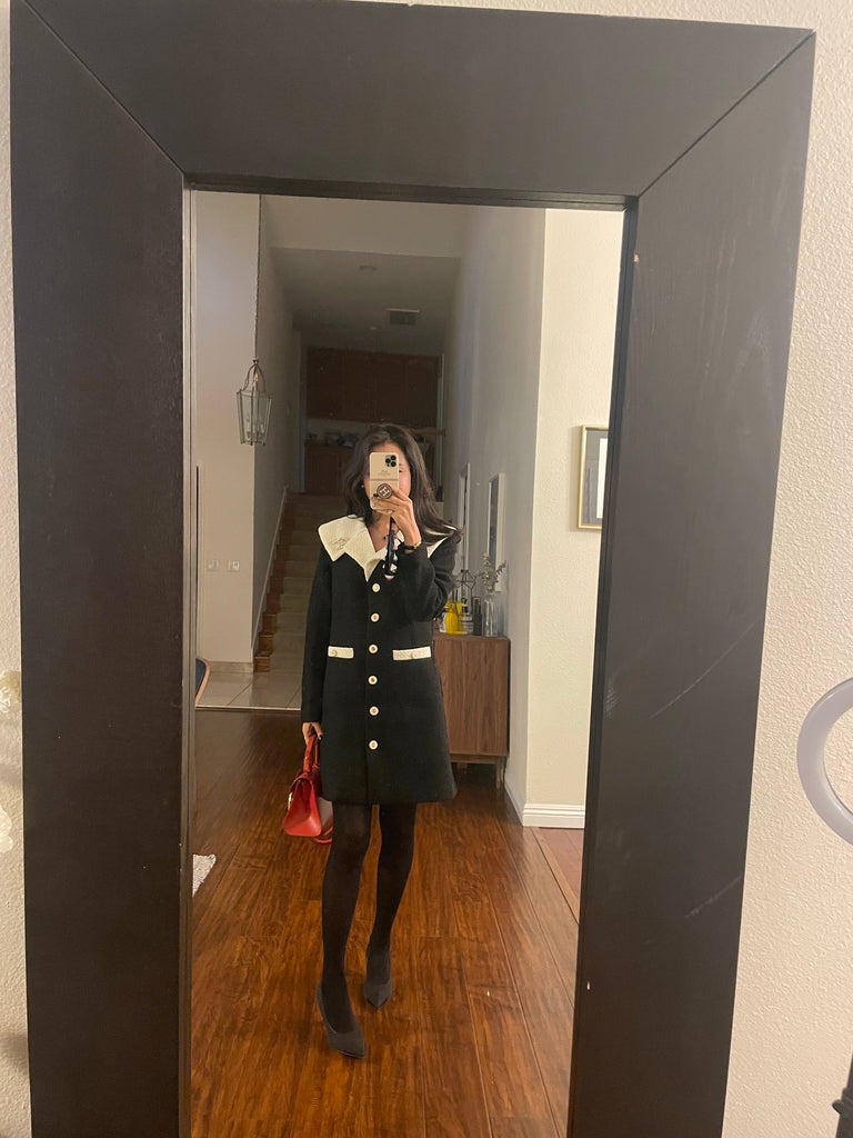 DRO Wide Collar Boucle Tweed Dress/Jacket_2 Colors