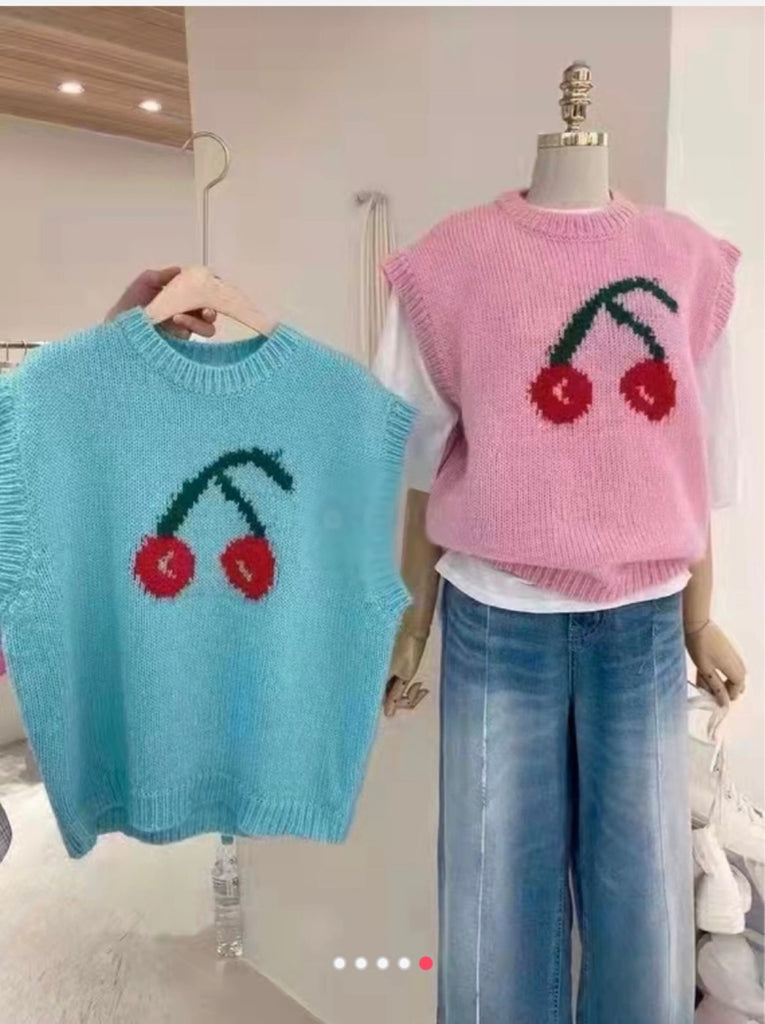 Cherry Knit Sweat Vest _ 2 colors
