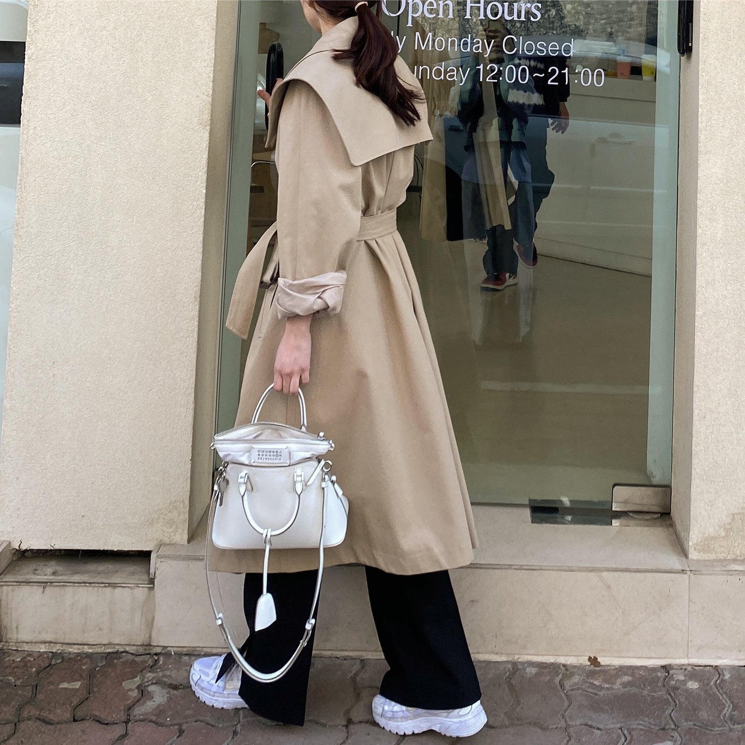 BRIANA Drapey Trench Coat with Detachable Double-Breasted Collar