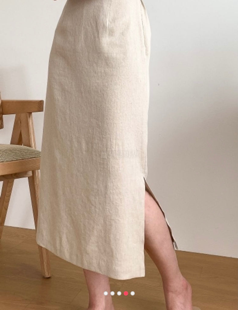 Classic Linen Midi Skirt