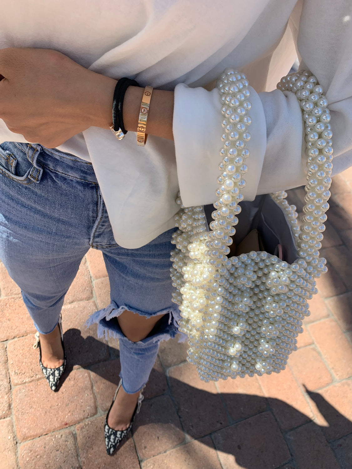 Pearl Beaded Tote Bag - Angie&Ash